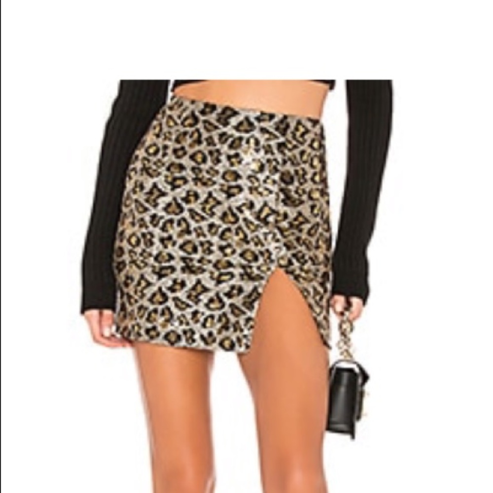 Superdown Metallic Leopard Mini Skirt
